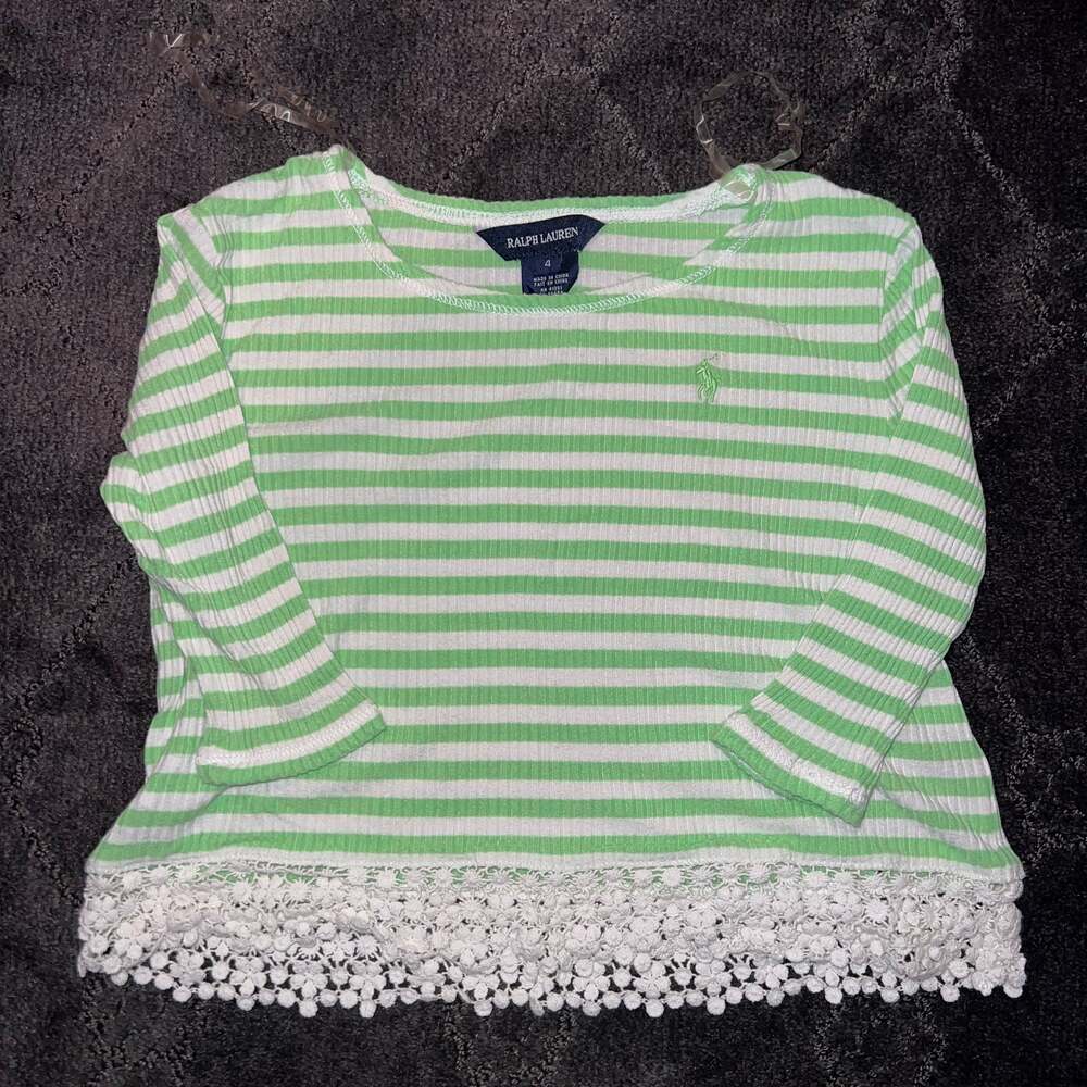 Ralph Lauren Girls Y2K Lace Top T-shirt, Size 4